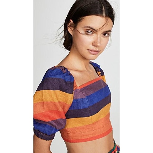 Farm Rio Rainbow Puff Sleeve Crop Top - Picture 7 of 7